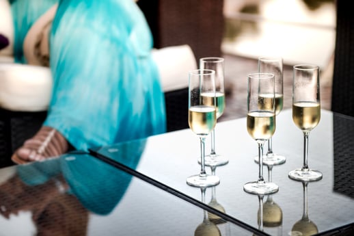 Champagne welcome on board the Grand Victoria luxury yacht